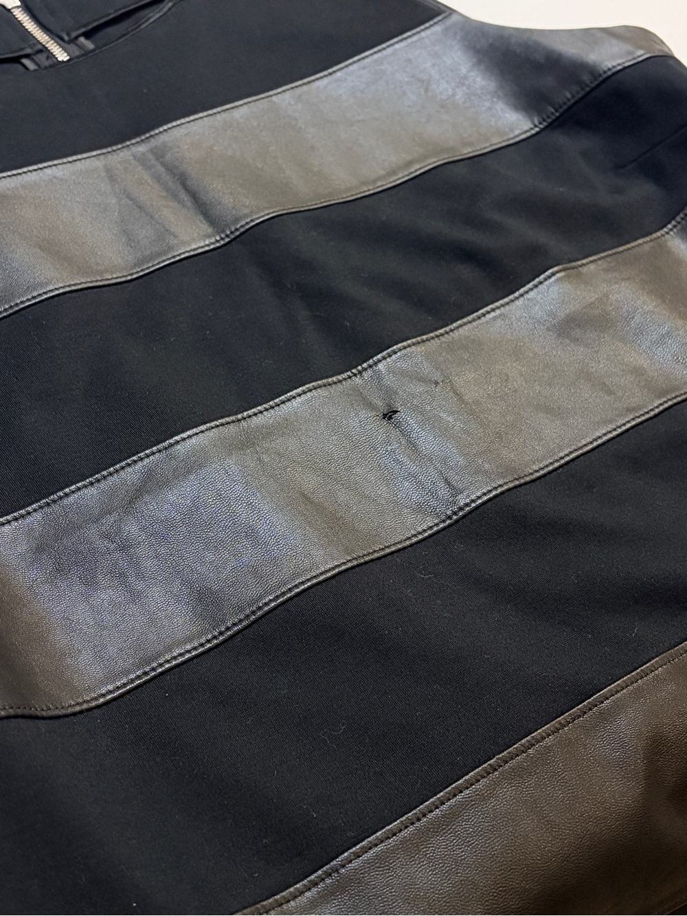 Faux Leather Stripe Ponte Shell Top - Picture 16 of 16